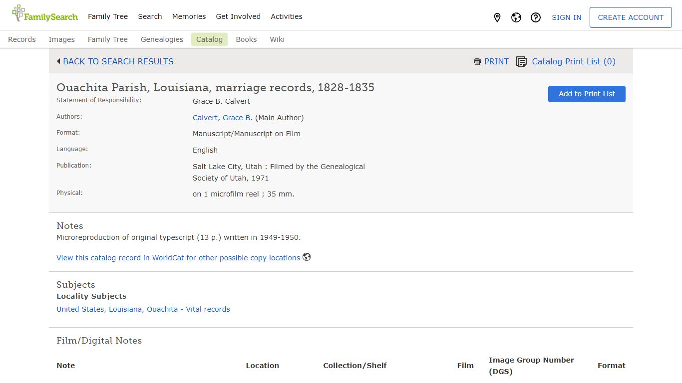 Ouachita Parish, Louisiana, marriage records, 1828-1835 - FamilySearch